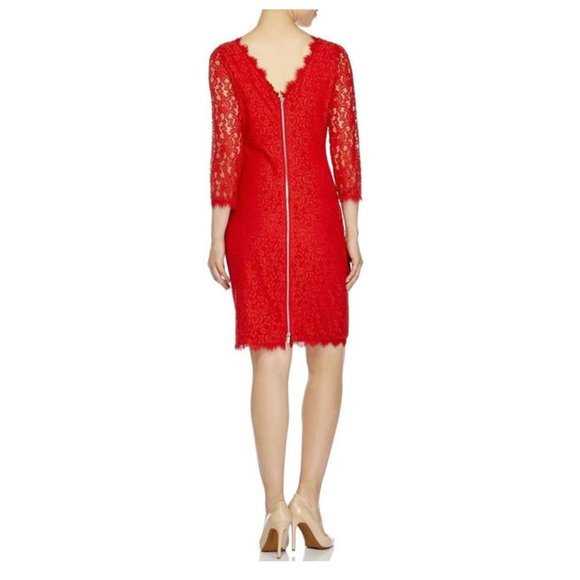 NEW Diane Von Furstenberg Red Colleen Lace Sheath Dress | Wedding, Cocktail Glam - Picture 5 of 14